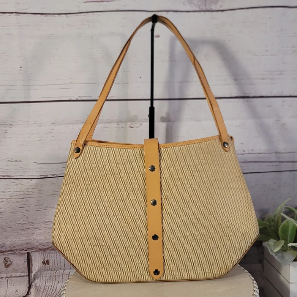 RARE Frédéric Fekkai Made in Italy Leather & Woven Raffia Handbag